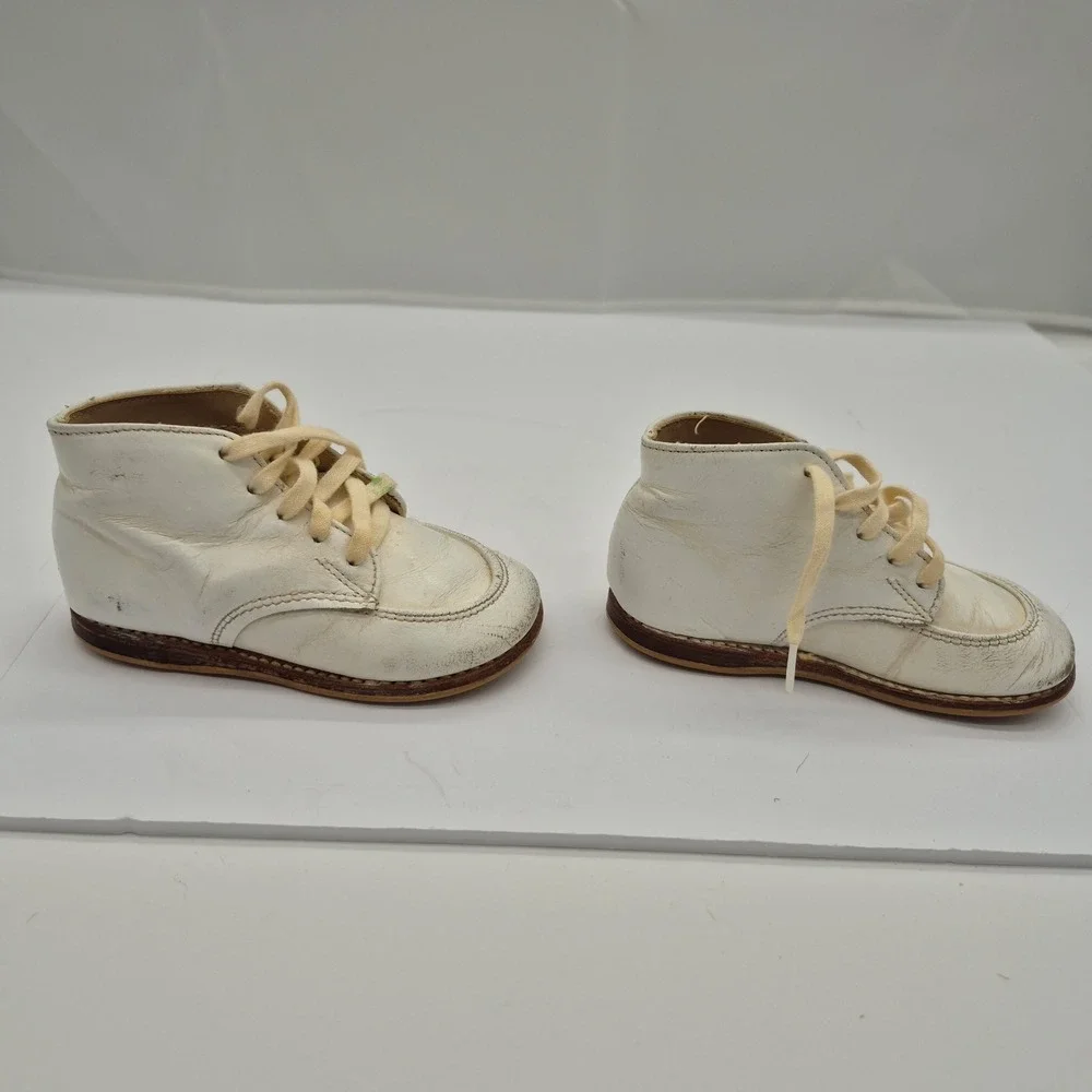 VTG Stride Rite Baby's First Steps Shoes Lace Up Leather 50s